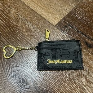 NWOT Juicy Couture mini wallet Black Card Holder with Gold Accents
